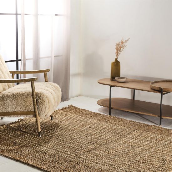 Baila Jute Rug - Brown and Natural - Traditional Design - Rectangular-Shaped