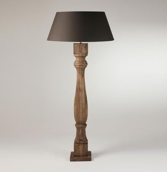 Vincent Floor Lamp - Floor Lamp - Grey Light Shade - Natural Wood Stand