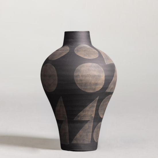 Burton Vase - Black Terracotta - 37cm