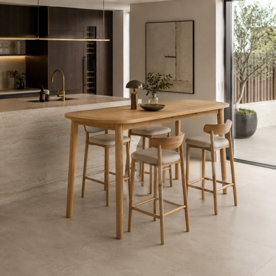 Jakarta Bar Table - Grey Wash Acacia Garden Table - 160 x 90 x 93cm