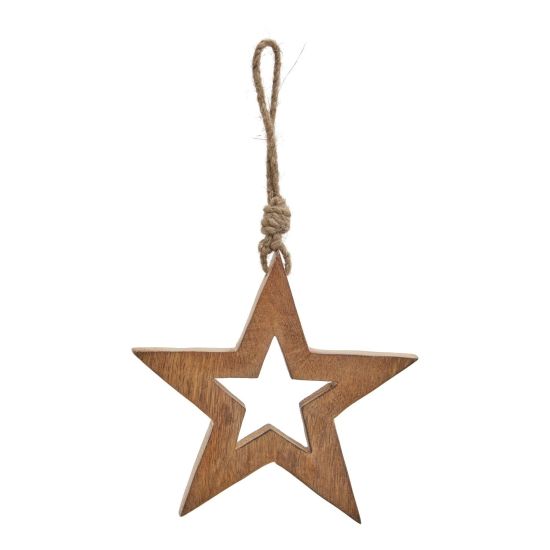 Christmas Decoration Star - Wooden Hanging Ornament - 14cm