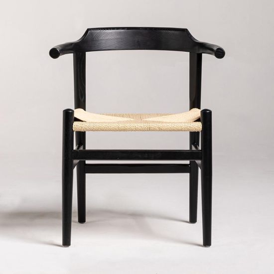 PP68 Inspired Armchair - Natural Triple Paper Coil Seat - Black Frame