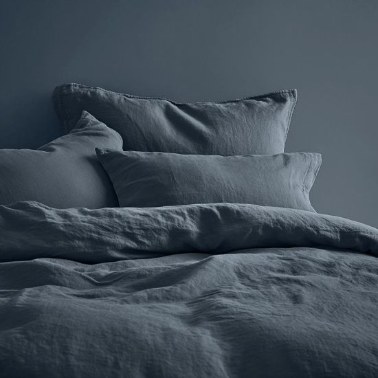 One Thirty Five Denim Blue Washed Cotton Single Duvet Cover & Pillowcase Set