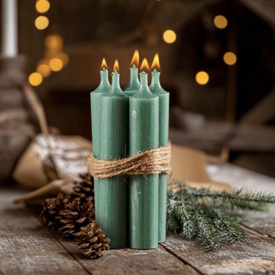 Rustic Dinner Candle - 11cm - 4.5 Hours Burn Time - Verte - 5 Pack