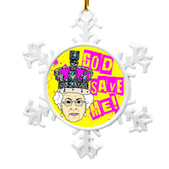 Novelty Christmas Decoration Bauble - White Snowflake - God Save Me!