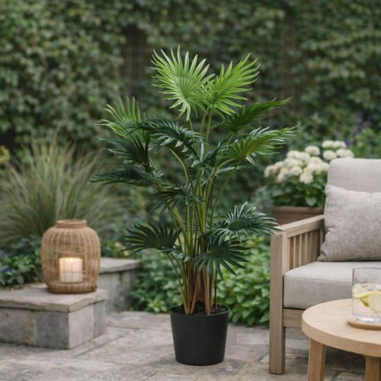 Fan Palm Tree - Green - Real Touch - Artificial Plant - 95m