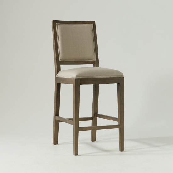 Waterford Bar Stool Linen Fabric Seat - Brushed Oak Frame - 69cm