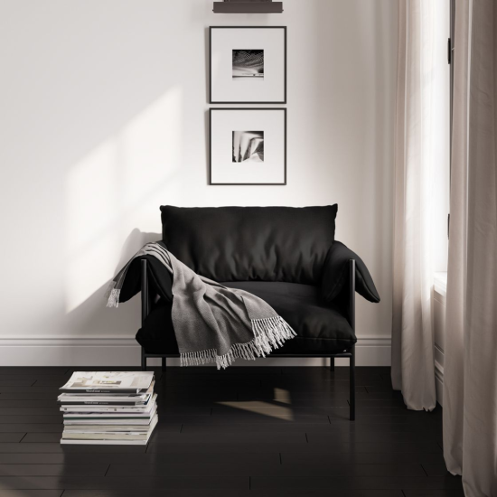 Onyx Armchair - Black Fabric Seat - Matte Black Frame