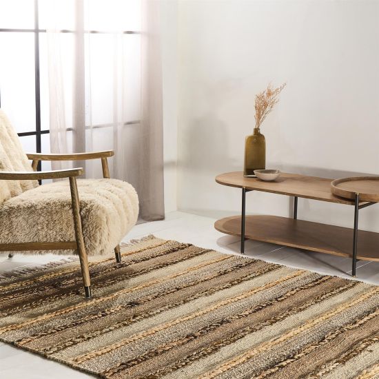 Colima Wool Rug - Brown and Natural - Abstract Design - Rectangular-Shaped