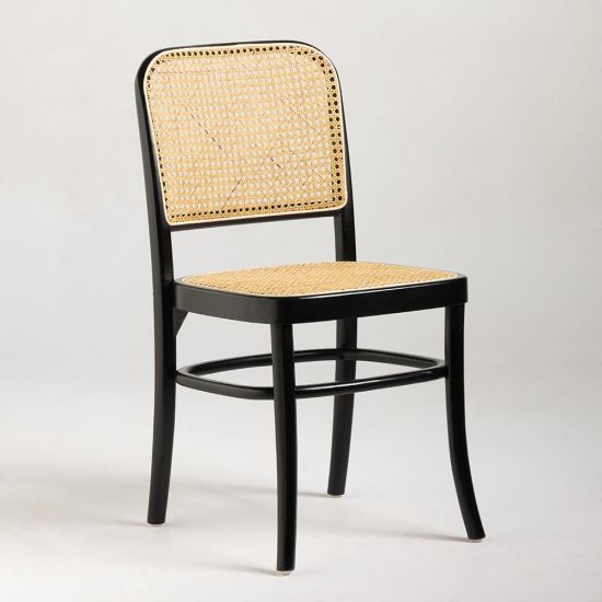 Hoffman Dining Chair - Natural Rattan Cane Seat - Black Frame