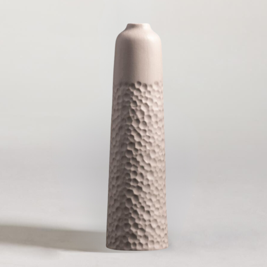 Philomena Vase - Carve Wide Warm Grey Ceramic - 27.5cm