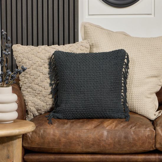 Salines Square Cushion - Dusk Grey Cotton - Twill Woven Design- 45 x 45cm