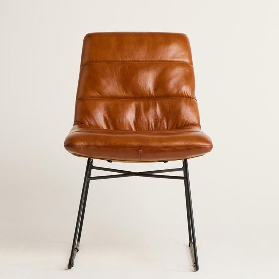Didsbury Lounge Chair - Tan Real Leather Seat - Black Frame