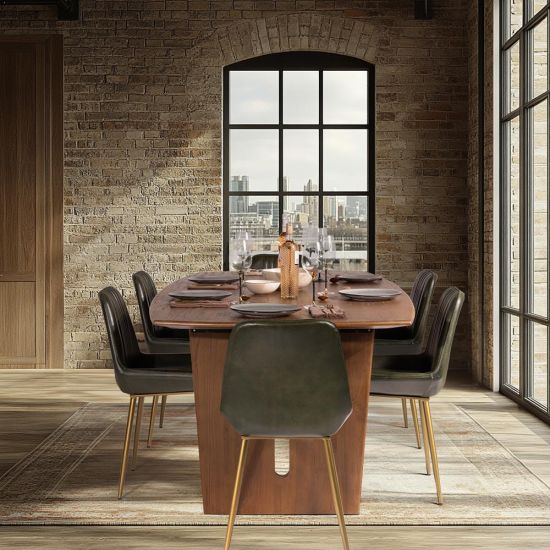 Krista Dining Table - Brown Stain Light Wash - Teak - 180cm