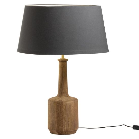 Logan Table Lamp - Grey Shade - Solid Mango Wood Base - 78cm