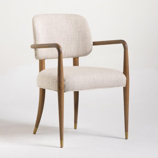 Granada Armchair - Greige Linen Fabric Seat - Solid Oak Frame