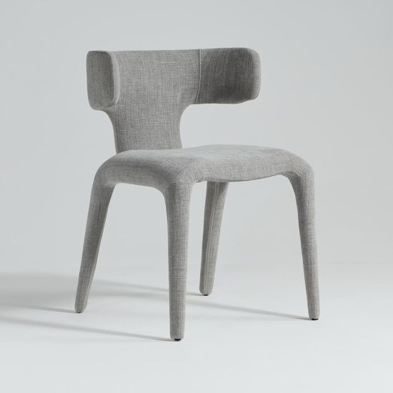 Monterey Dining Chair - Fully Upholstered Light Grey Fabric