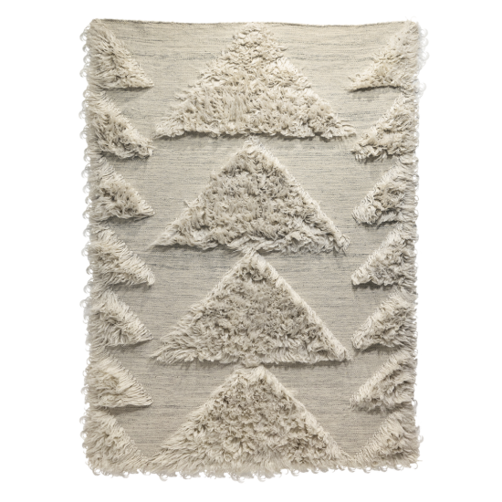 Dindori Area Rug - Light Grey Handwoven Wool & Cotton - 160 x 230cm
