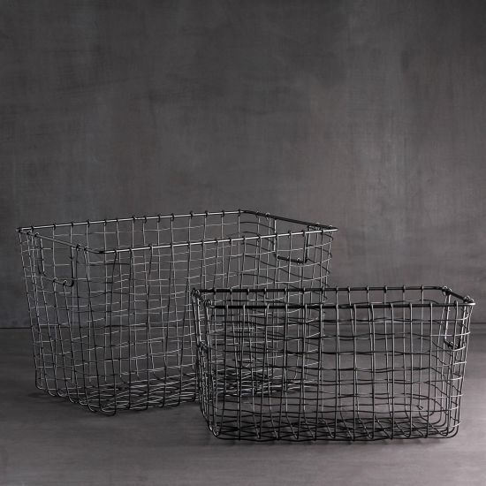 Cheshire Storage Baskets - Black Wire Frame - Set of 2