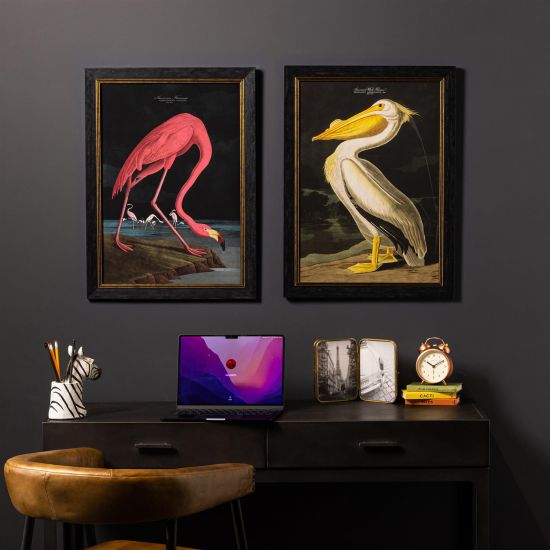 Framed Wall Art - A2 Oxford Slim Frame - Dark Flamingo Premium Print - 50 x 70cm