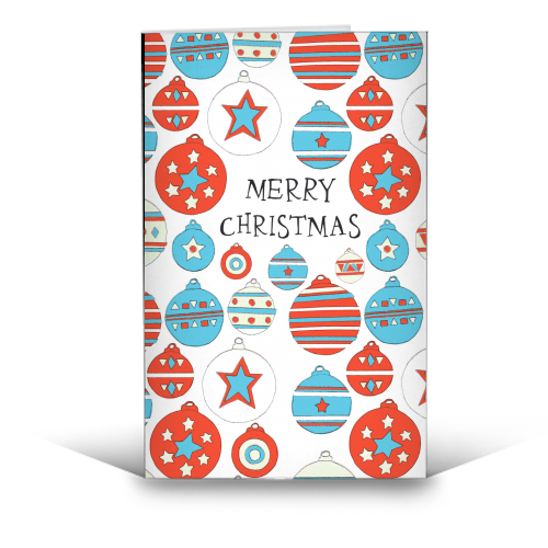 Merry Christmas Greetings Card - Baubles Design - - A6 Portrait