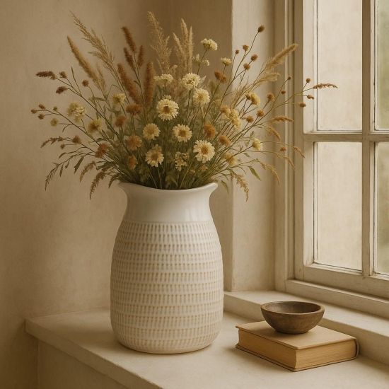Tava Cylinder Vase - Hewn Textured Ceramic - 28cm