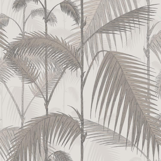 Cole & Son Wallpaper - Palm Jungle Icons - Charcoal & Metallic Bronze