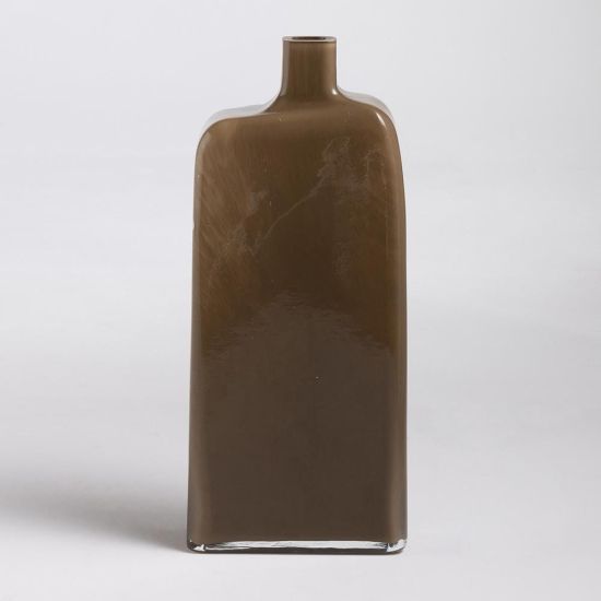 Kendall Flask Vase - Camel Coloured Glass - 35.5cm