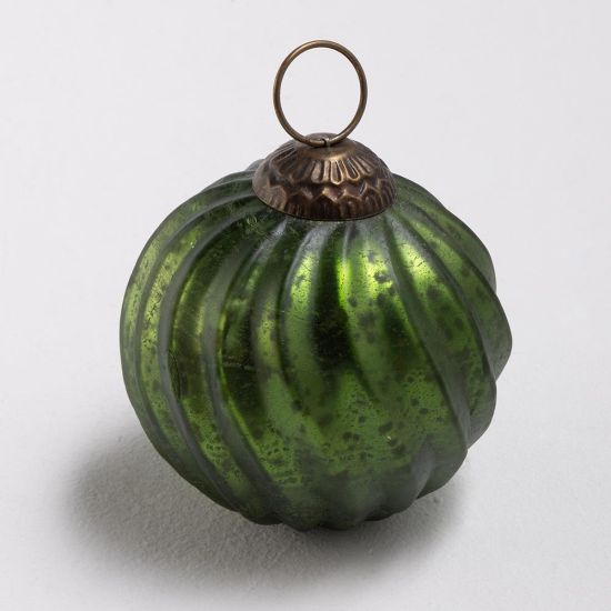 Christmas Decoration Bauble - Small Antique Green Glass
