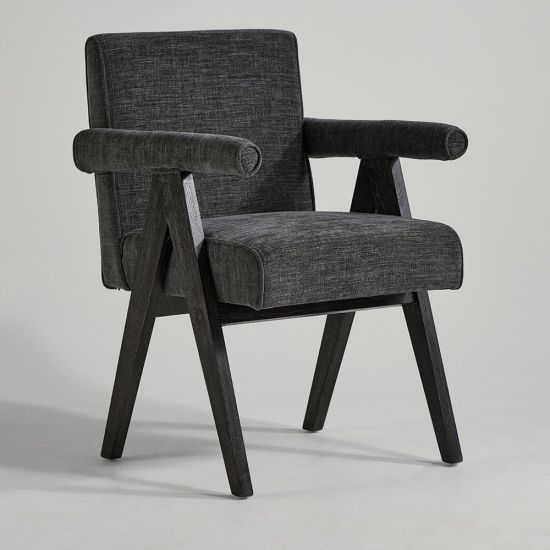 Adagio Dining Chair - Grey Upholstery Fabric - Brushed Black Oak Frame