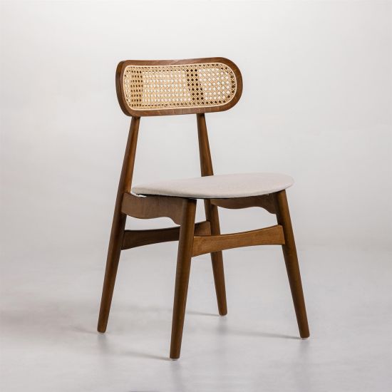Halas Dining Chair - Natural Fabric Seat - Dark Oak Ash Frame