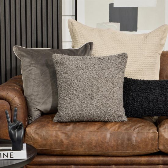 Molinos Square Cushion - Storm Grey Boucle - Textured Design - 45 x 45cm