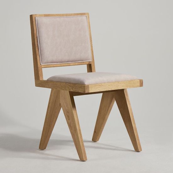 Dimo Dining Chair - Linen Fabric Seat - Natural Brushed Oak Solid Frame