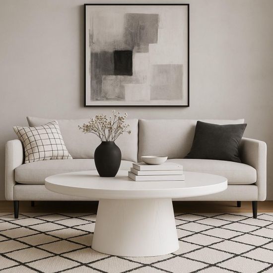 Halo Coffee Table - Sleek White Finish - Wood Veneer - 100 x 35cm