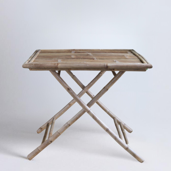 Dewi Dining Table - Square Bamboo Top - Folding Frame - 77 x 90cm