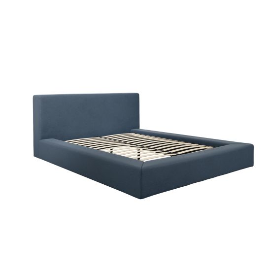 Serenity Double Bed Frame - Ink Blue Weave - Low-Profile Extra-Wide Base