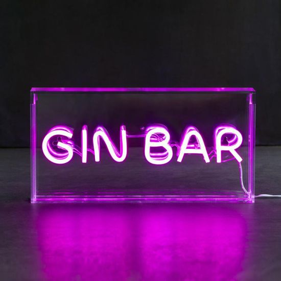 Neon Sign Acrylic Light Box - Pink - Gin Bar