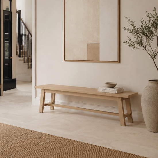 Dalton Bench - Latte Oak Veneer Dining Bench - 180cm