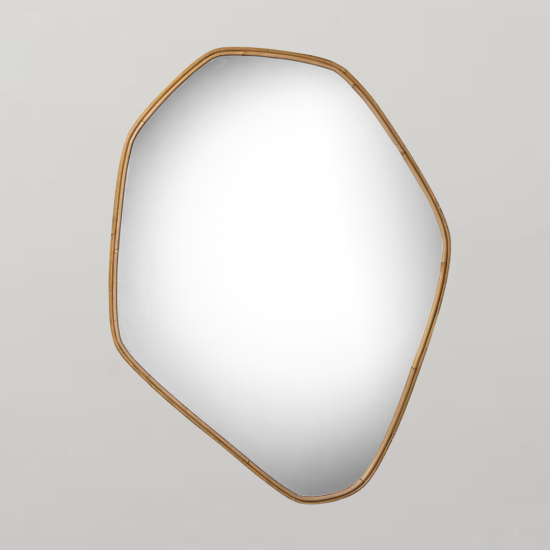 Ruby Wall Mirror - Natural Jawit Rattan Frame - Abstract Shape - 81cm