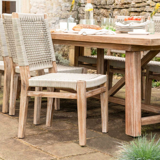 Garden Trading - Chilford Dining Chair - Neutral Seat - Acacia wood Frame - Set of 2