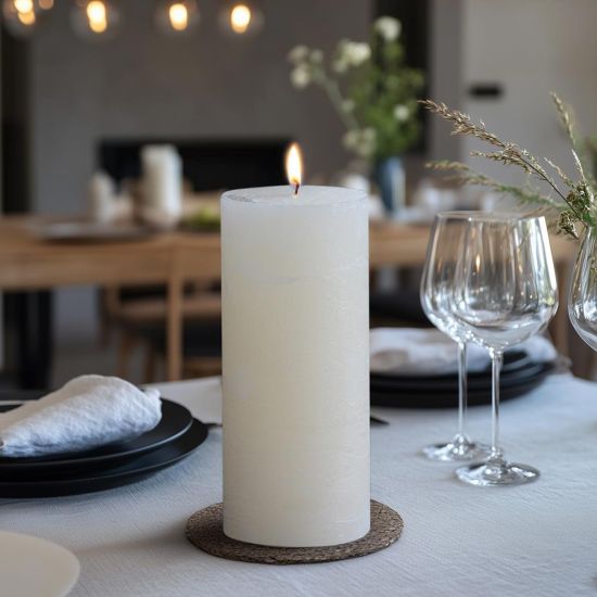 Rustic Pillar Candle - 15cm - 60 Hours Burn Time - Cream