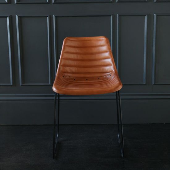 Deluxe Road House Dining Chair, Black Base with Tan Ribbed seat