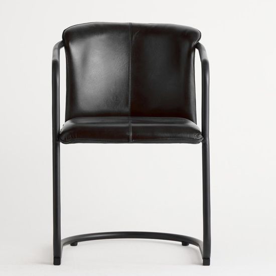 Deansgate Dining Chair - Black Real Leather Seat - Back Base