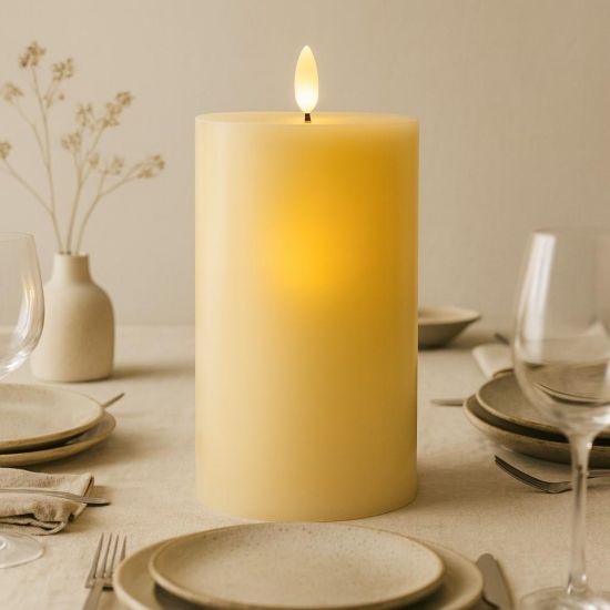 Luxe LED Candle - Taupe - Real Wax - Melt Effect - 15 x 30cm