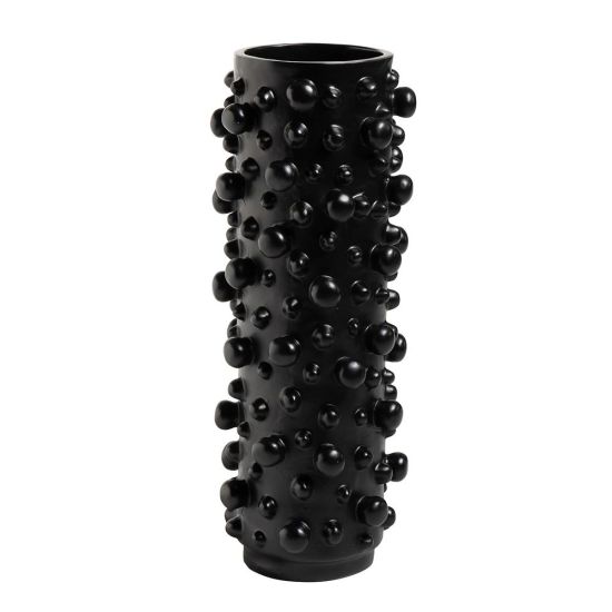 Winona Cylinder Vase - Black Bubble Detail - 46cm