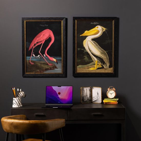Pink Flamingo Framed Wall Art - Black & Gold Frame