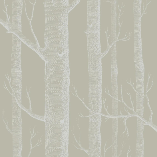 Cole & Son Wallpaper Woods White on Old Olive