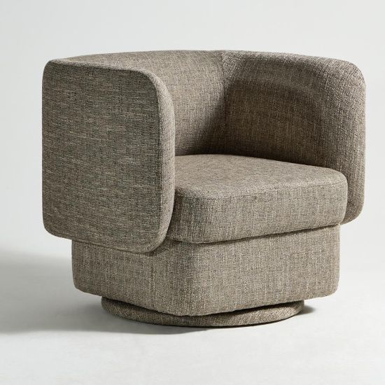 Sacramento Armchair - Swivel Seat - Fully Upholstered Grey Fabric