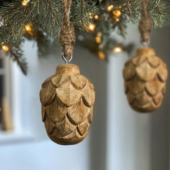 Christmas Decoration Bauble - Small Pine Cone - Rustic Natutal Look - 8cm