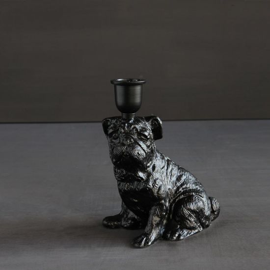 Baxter Taper Candleholder - Dog Design - Black Iron